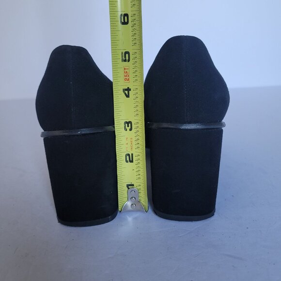 COS Black Suede Pointy Toe Chunky Block Heel Career Slip-On V-Cut Pumps. Size 8 - Picture 11 of 11
